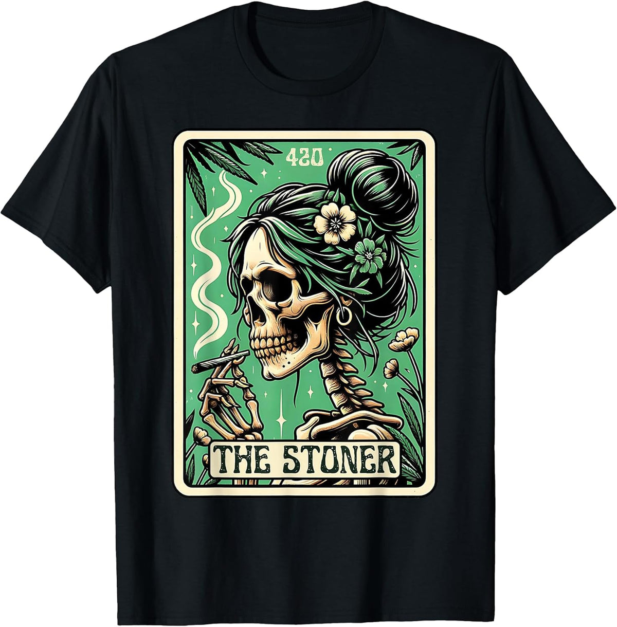 Tarot Card The Stoner Weed Lover Skeleton Cannabis 420 T-Shirt