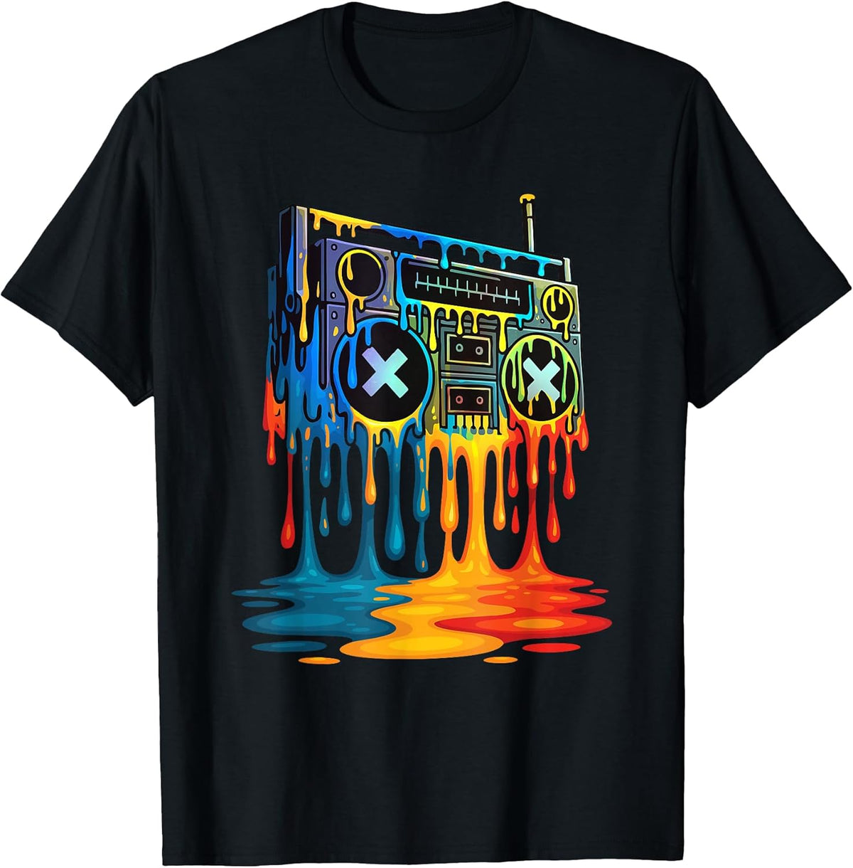 Dripping Paint Boombox - 80s 90s Old School Hip Hop T-Shirt