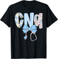 Coquette CNA Nurse Blue Floral Stethoscope Bow Cute Nurse T-Shirt