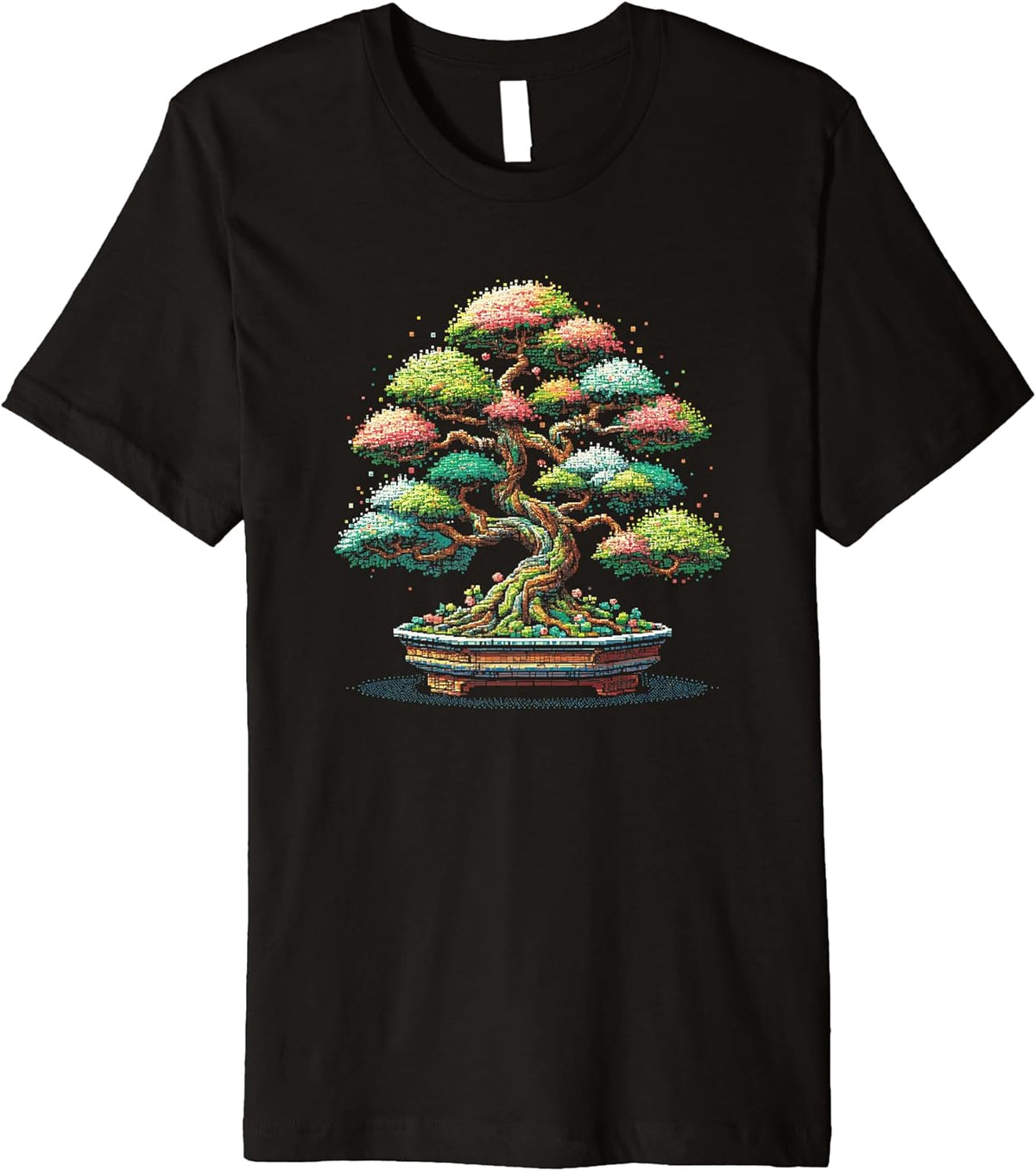 Cool Bonsai Tree Japanese Pixel Art Style Gardening Zen Premium T-Shirt