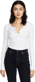 Women's Thermal Forever Long Sleeve Henley Top, White, XX-Small