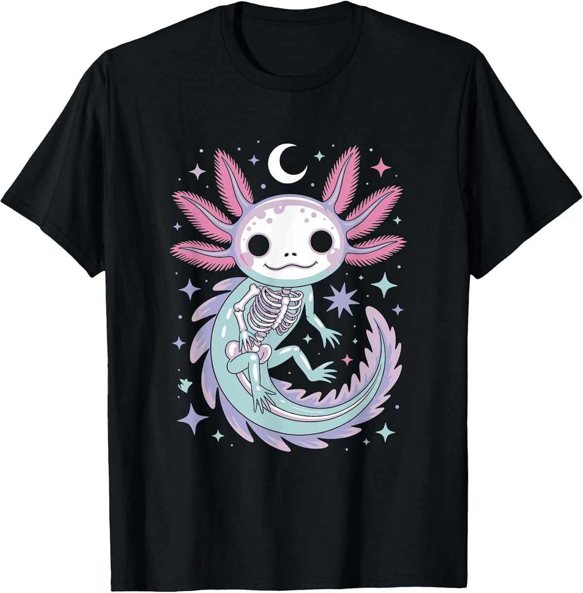 Pastel Goth Girl Kawaii Cute Skeleton Axolotl T-Shirt