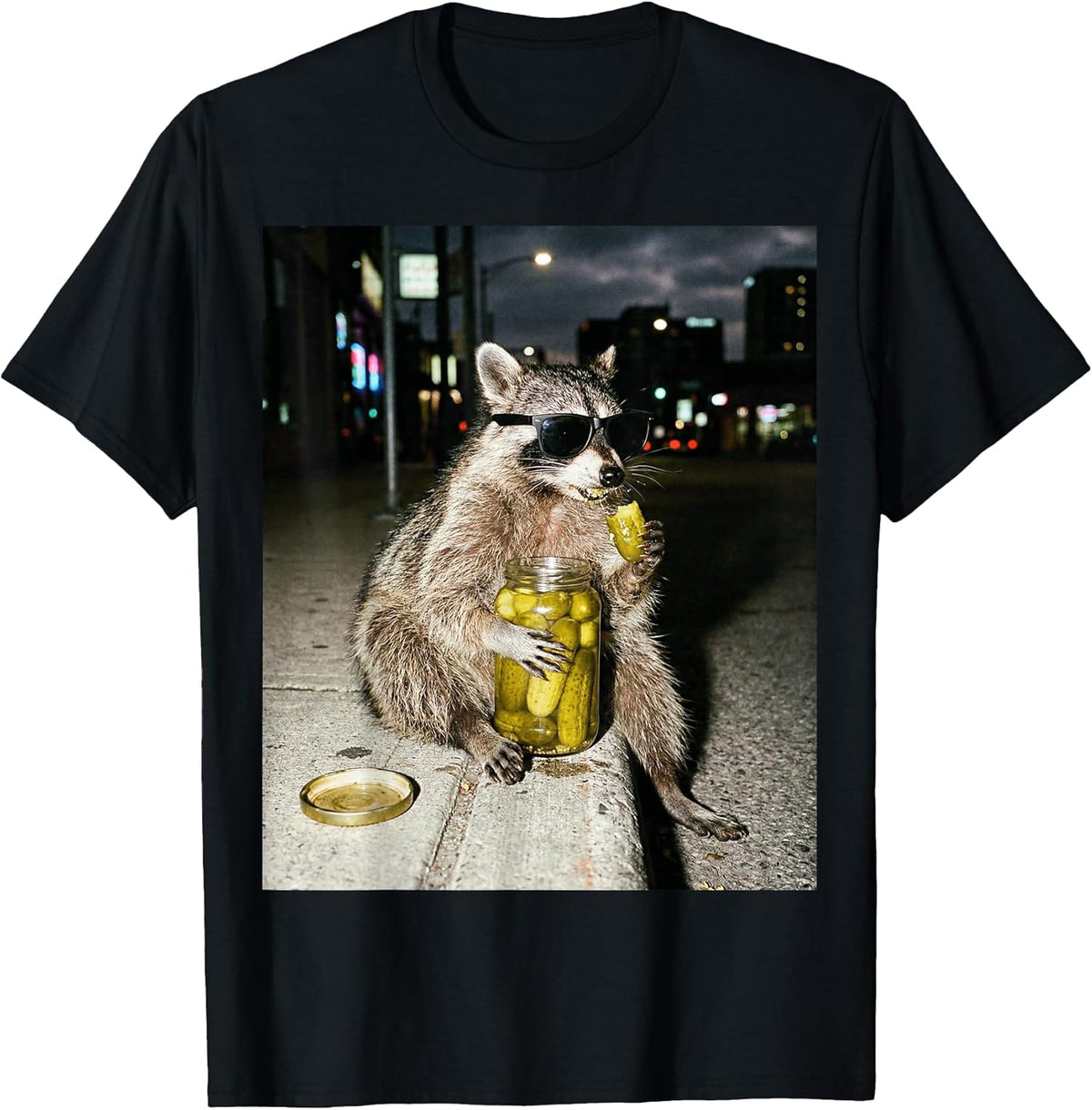 Funny Raccoon Eating Pickles Meme Men Women T-Shirt