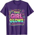 This Girl Glows for Kids Tie Dye Bright Color 80's and 90's T-Shirt