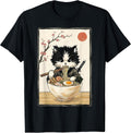 Samurai Cat Japanese Art Ramen Novelty Kawaii Funny Cat T-Shirt