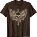 Y2K Grunge Aesthetic Alt Goth Skull Cross Gothic Emo Brown T-Shirt