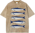 Women Oversized Graphic Tee Fisherman Core Aesthetic Y2k Grunge Fish Print T-Shirts Streetwear Summer 2025