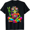 Hippie Tie Dye Frog 60's 70's Hippie Peace Sign T-Shirt