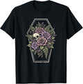 Skull Goth Flower Floral Coffin Grunge Dark Alt Aesthetic T-Shirt