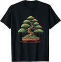Cool Bonsai Tree Japanese Pixel Art Style Gardening Zen T-Shirt
