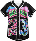 90s Clothing for Women,Unisex Hip Hop Outfit for Party,Bel Air Baseball Jersey,Short Sleeve Button Down Shirt