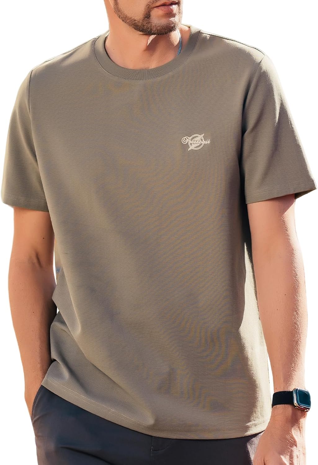 Men's Stripe Short Sleeve T-Shirt Mens Classic Casual Stripe Loose Shirts