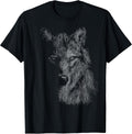 Wolf Scribble Head Art Face Sketch for Lover Wolves Wildlife T-Shirt