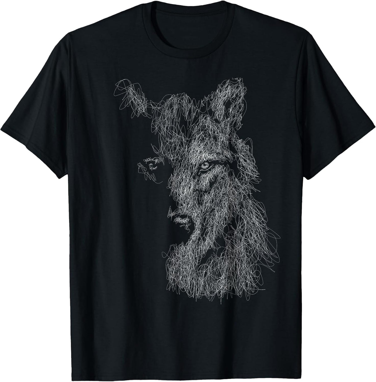 Wolf Scribble Head Art Face Sketch for Lover Wolves Wildlife T-Shirt