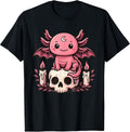 Kawaii Pastel Goth Cute Creepy Axolotl Bat Skeleton Axolotl T-Shirt