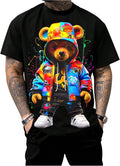 Men's Cartoon Bear Graphic Tee Shirts Short Sleeve Crew Neck Cool T-Shirt Tops