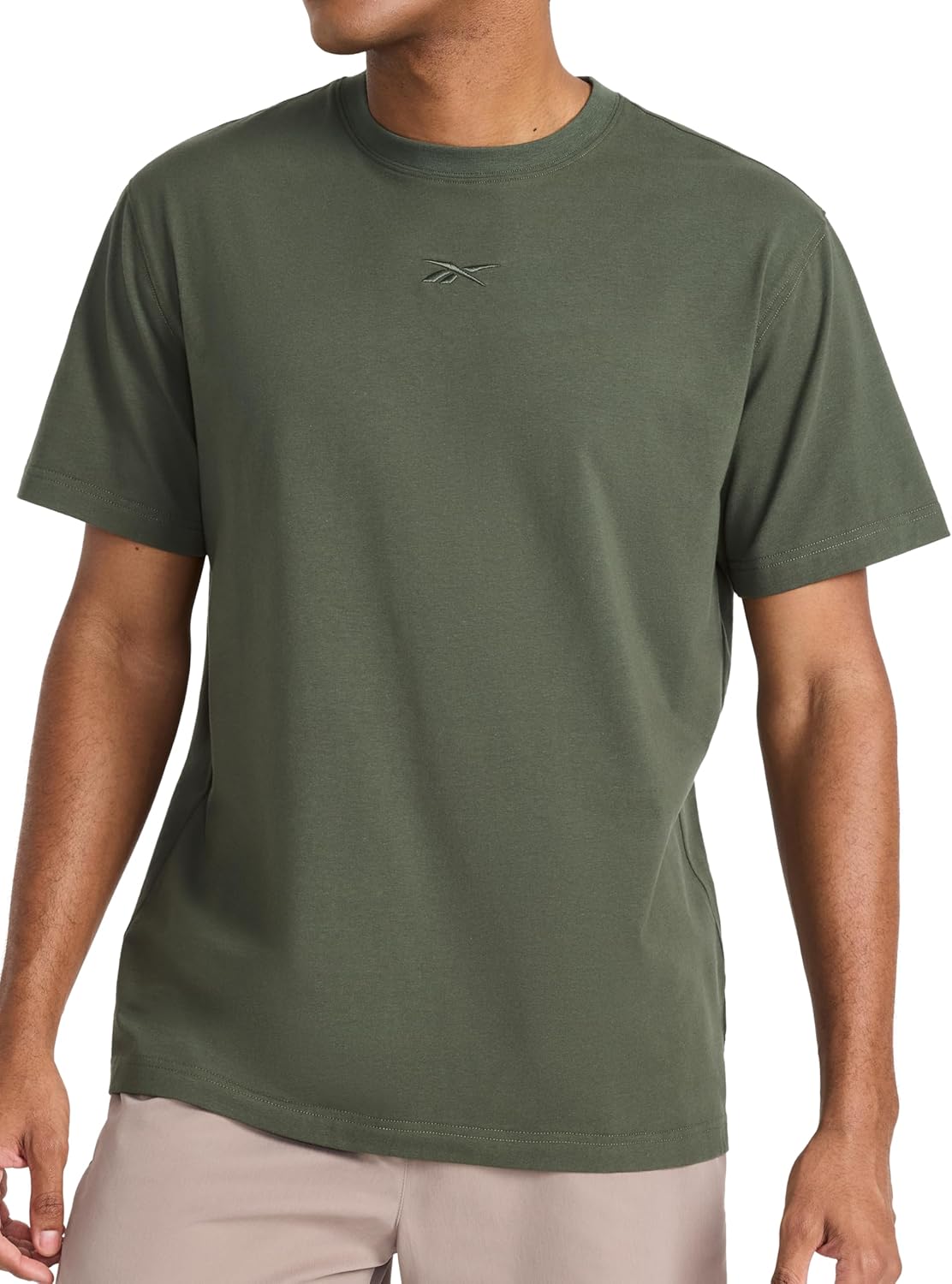 Men's Short Sleeve Crewneck Embroidered T-Shirt, Standard Fit, Lightweight Stretch Cotton Fabric