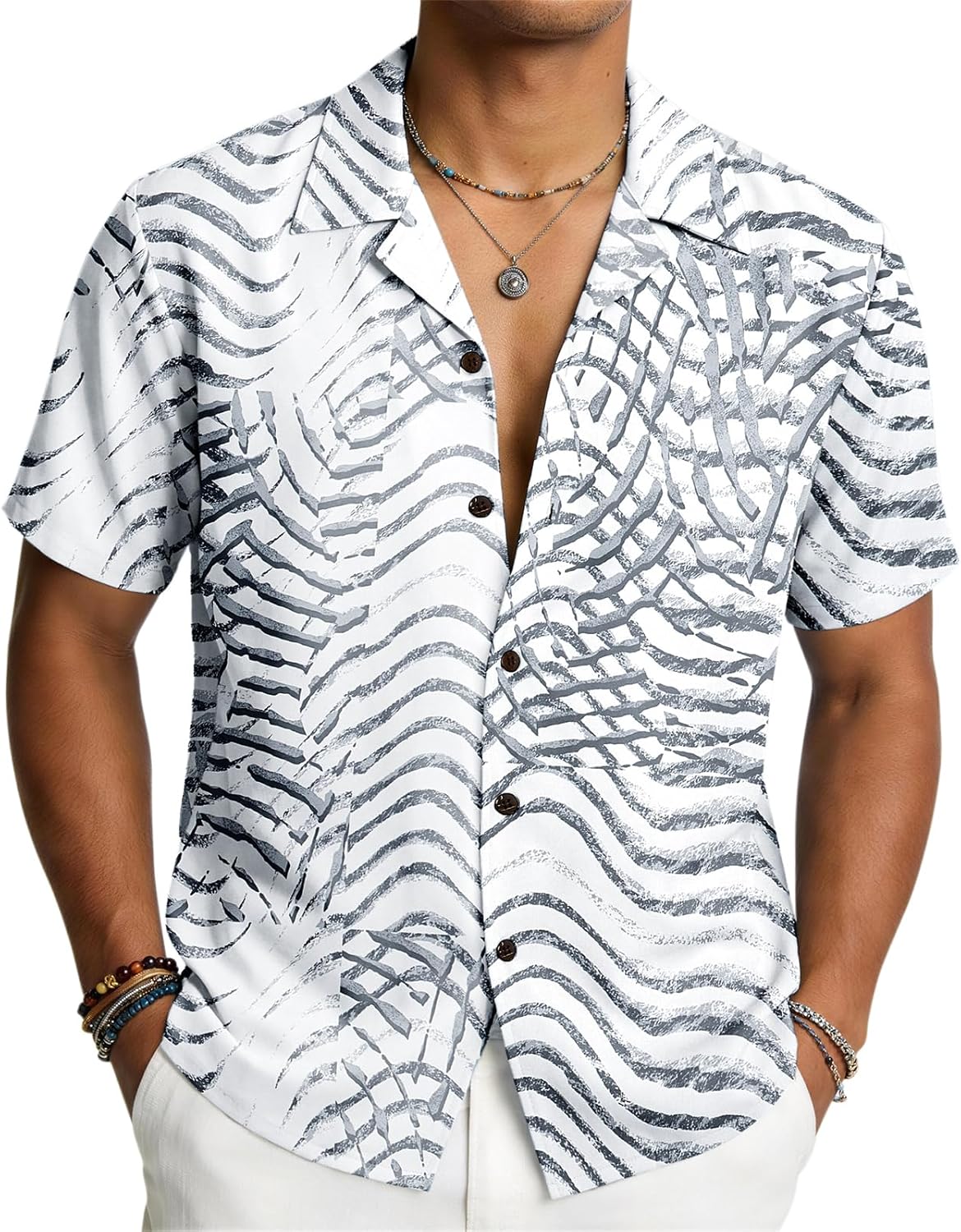 Hawaiian Shirt for Men Short Sleeve Button Down Men’s Unique Aloha Shirts for Beach Party, Vacation, Festival and Casual Wear