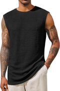 Mens Waffle Tank Tops Sleeveless T-Shirts Athletic Muscle Summer Beach Hippie Shirts
