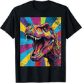 “Roaring T Rex” Colorful Pop Art Dinosaur Graphic Design Fun T-Shirt