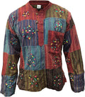 Mens Patchwork Stripe Hippie Shirt, Handmade Bohemian Summer Festival Clothing