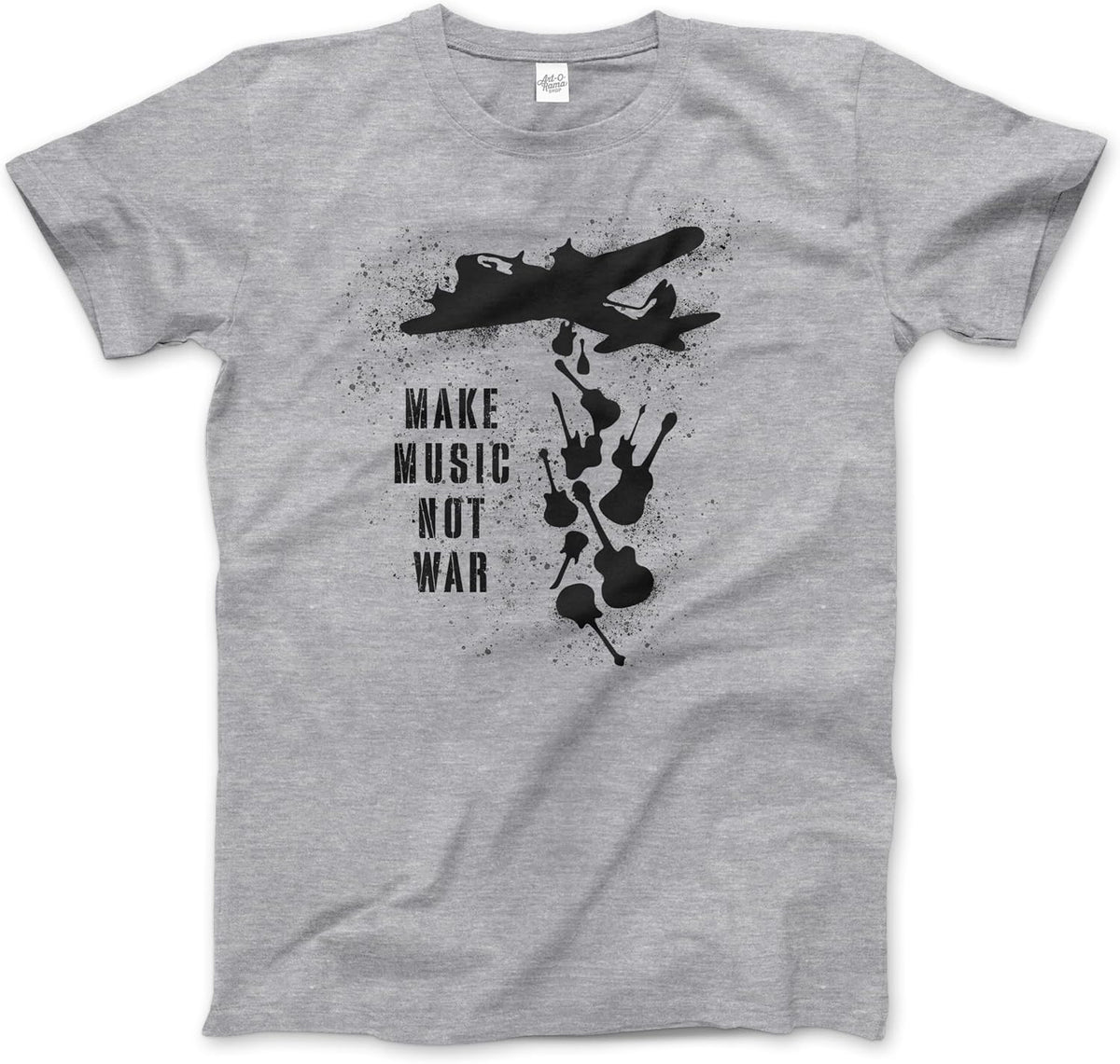 Banksy Make Music Not War Street Art T-Shirt (Adults, Kids, Short & Long Sleeve) Grey