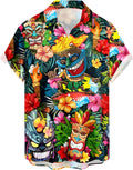 Mens Button Down Short Sleeve Shirt Shirt Collar Abstract Printed Shirts Casual Beach Tops