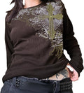 Women Y2k Goth Long Sleeve Shirt Punk Gothic Tee Halloween Tops Graphic Print Aesthetic Harajuku Streetwear