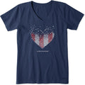 Womens Crusher Vee Heart Of Hearts, Jet Black