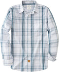 Mens Long Sleeve Button Down Shirts Plaid Casual Work Cotton Vintage Soft with Pocket Regular Fit