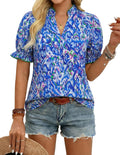 Womens Boho Tops Summer Spring Cotton Floral Blouses Short Sleeve Print Shirts V Neck Beach Vacation Clothes 2026