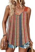 Tank Tops for Women Spring Fashion Sleeveless V Neck Lace Tops Flower Flowy Summer Outfits Beach Vacation Clothes