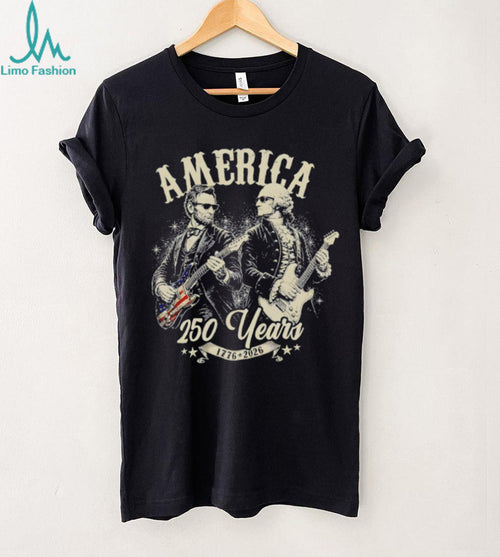 Abraham Lincoln and George Washington playing electric guitars America 250 Years shirt
