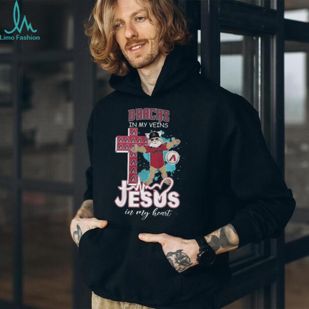 Arizona Diamondbacks Fan Apparel D Backs in my Veins Jesus in my Heart Baxter Mascot T Shirt