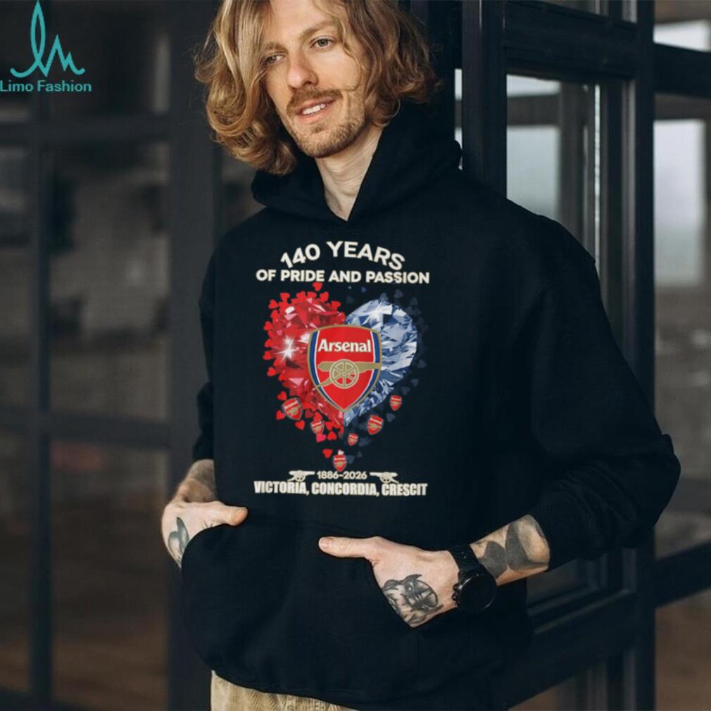 Arsenal FC 140 Years Anniversary 1886 2026 Pride And Passion T Shirt