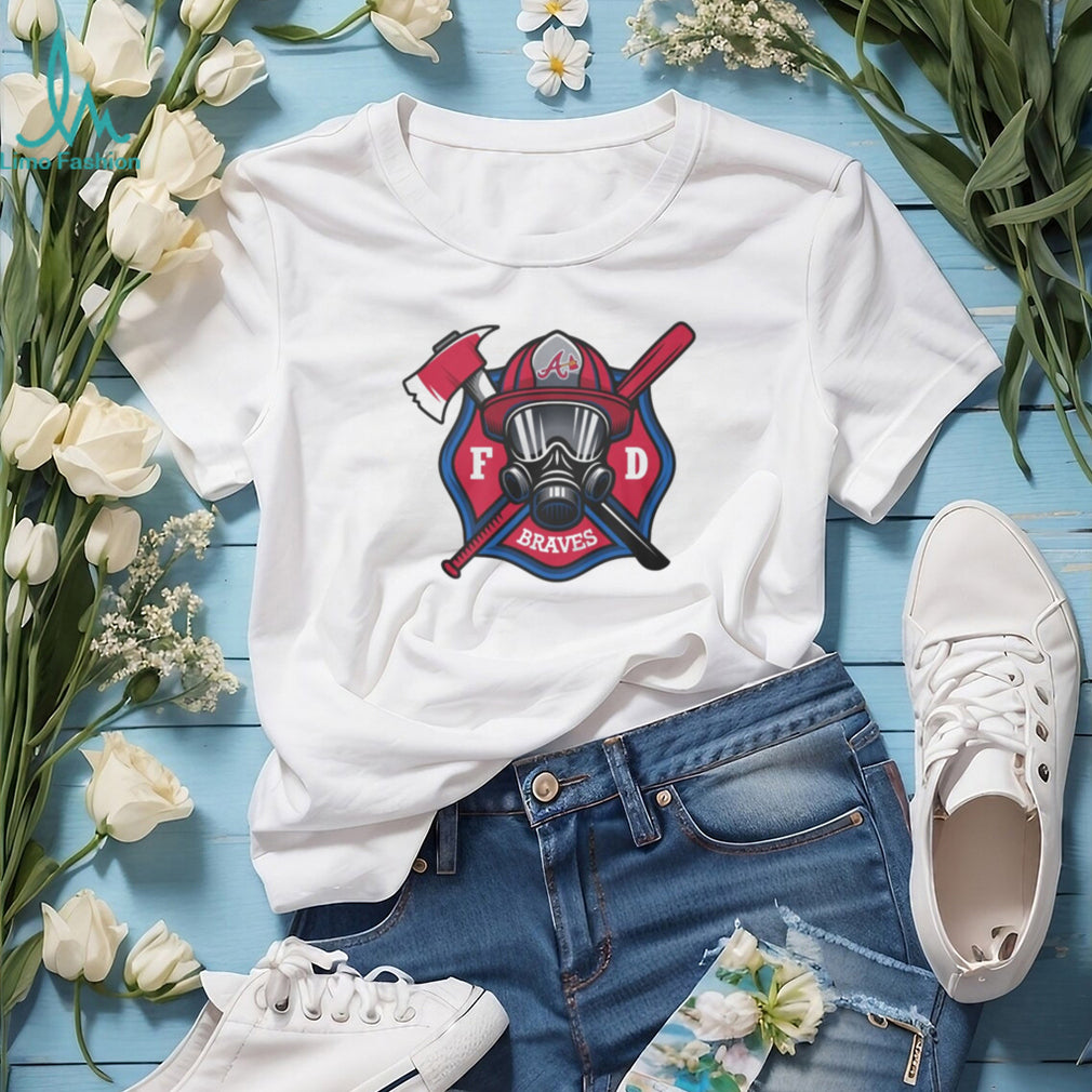 Atlanta Braves Fire Department FD Logo Baseball Fans First Responders White T Shirt