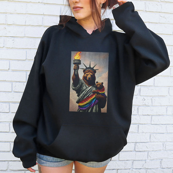 Bear Statue Of Liberty Pride T Shirt