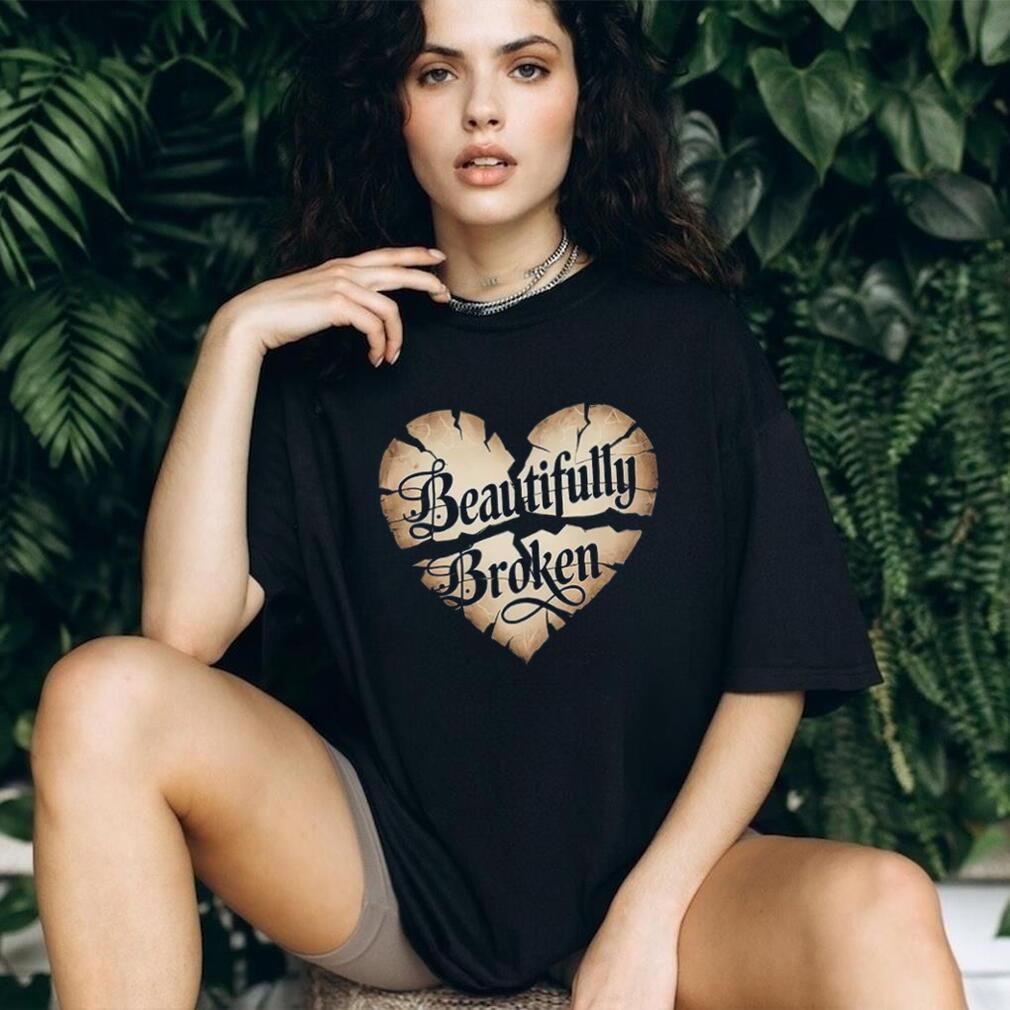 Beautifully Broken Heart Grunge Aesthetic Minimalist T Shirt