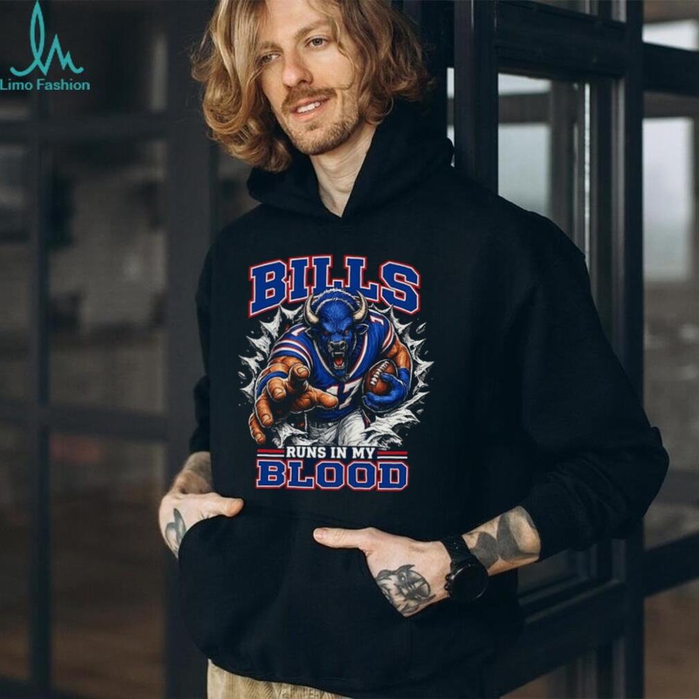 Bills Football Runs In My Blood Vintage Retro Sports Fan Apparel For Men Women Shirt