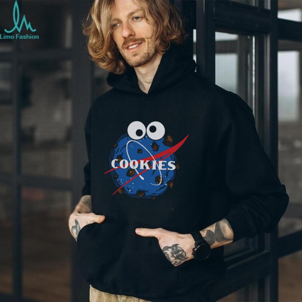 Blue Cookie Monster Space NASA Logo Parody Graphic T Shirt