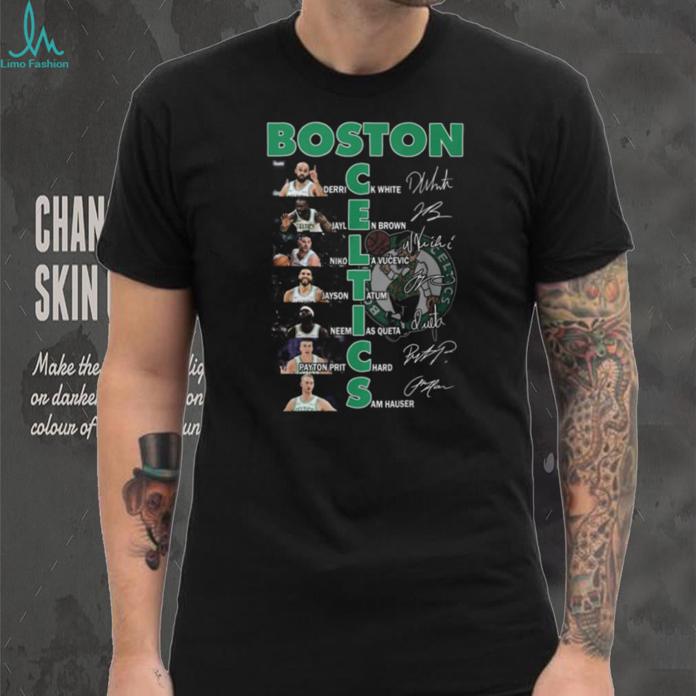 Boston Celtics Team Player Signatures 2024 NBA Championship Era Fan T shirt