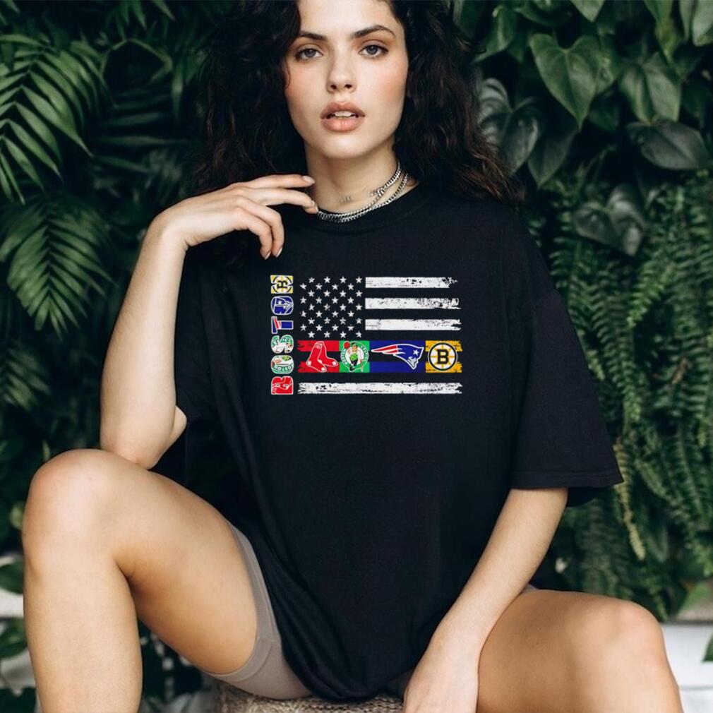 Boston Sports Teams American Flag Distressed T Shirt