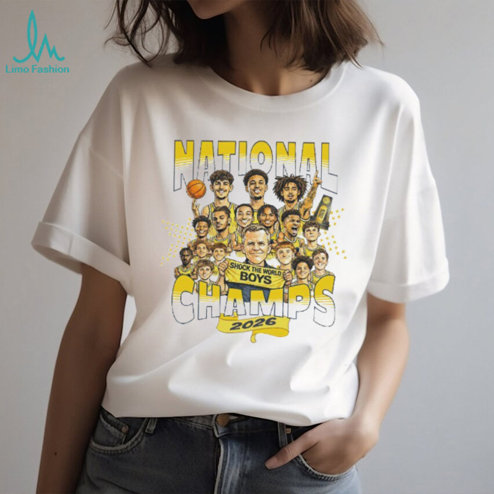 Boys Basketball National Champs 2026 Shock The World Vintage Men Fans Trophy White T Shirt
