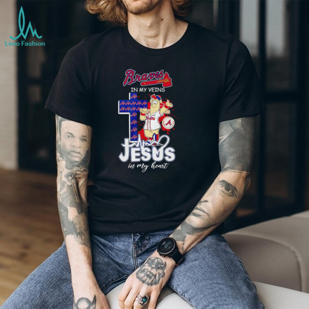 Braves In My Veins Jesus In My Heart Atlanta Baseball Christian Mascot T Shirt