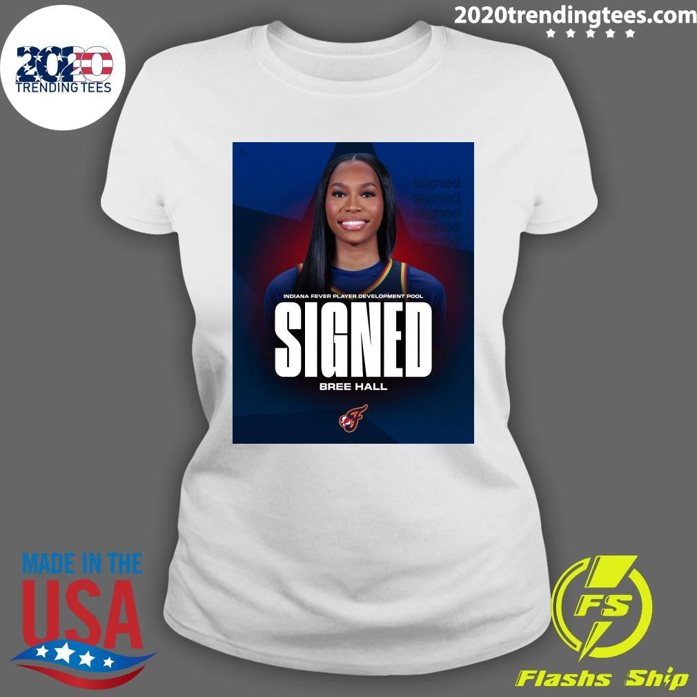 Bree Hall Indiana Fever Player Development Pool Signed Tee Shirt