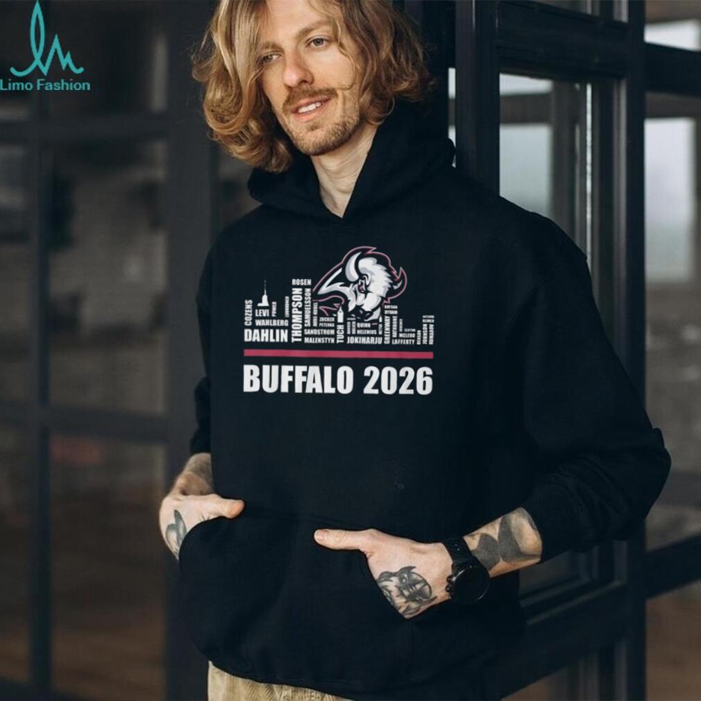 Buffalo Sabres 2026 Roster Skyline Player Names Hockey Fan T Shirt