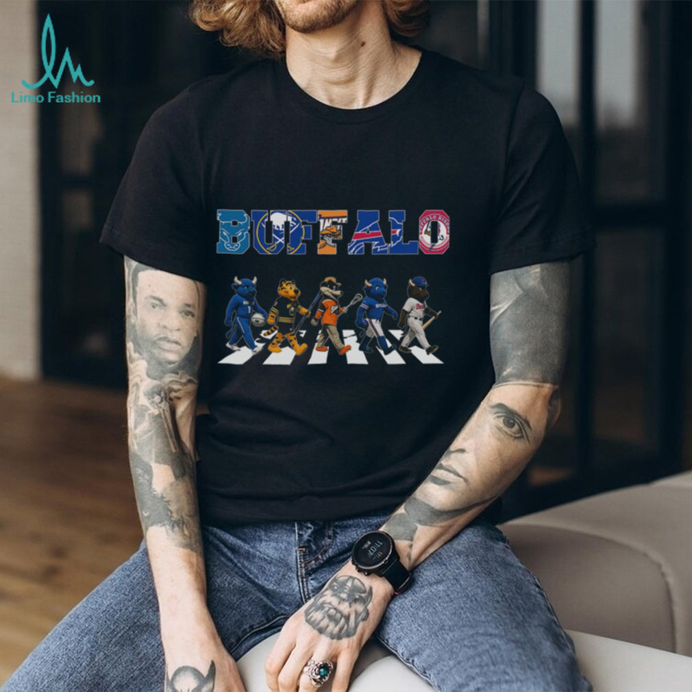 Buffalo Sports Teams Mascot Abbey Road Crossing Vintage Retro Style Fans Shirt