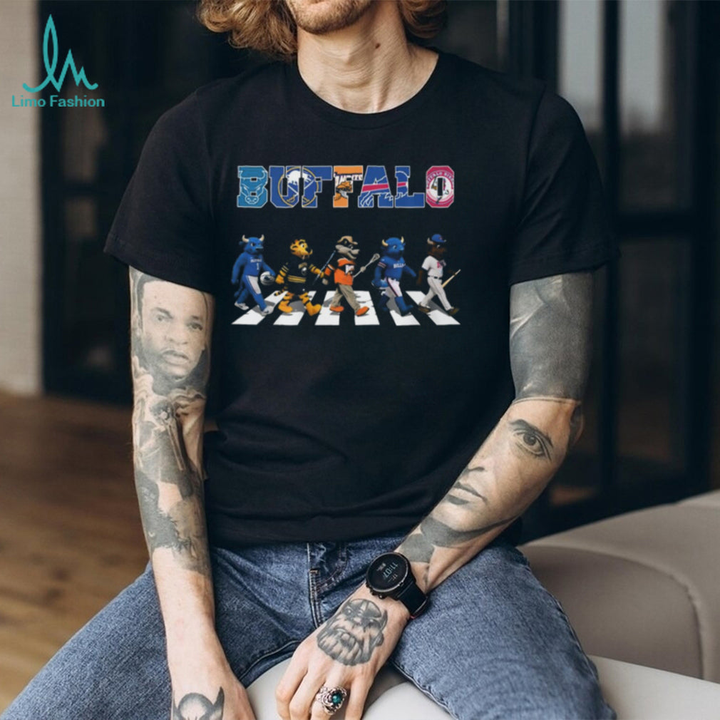 Buffalo Sports Teams Mascots Abbey Road Crossing Buffalo Fans T Shirt