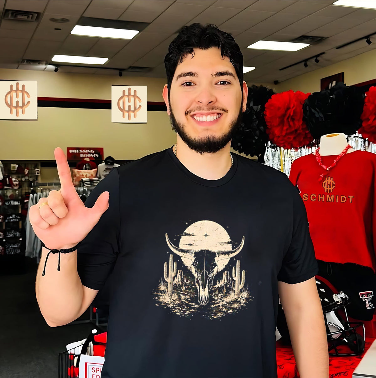 Bull Skull against desert moon vintage shirt