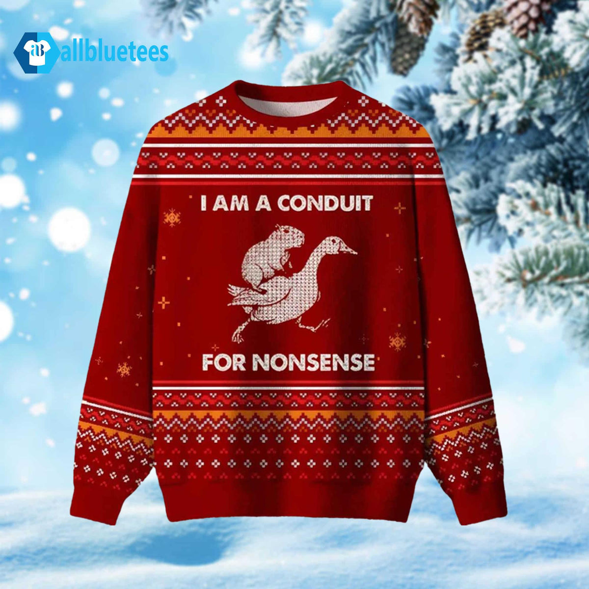 Capybara I Am A Conduit For Nonsense Ugly Christmas Sweater